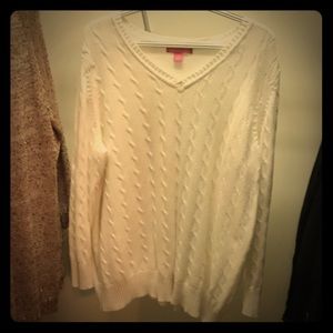 Woman Within v-neck white sweater